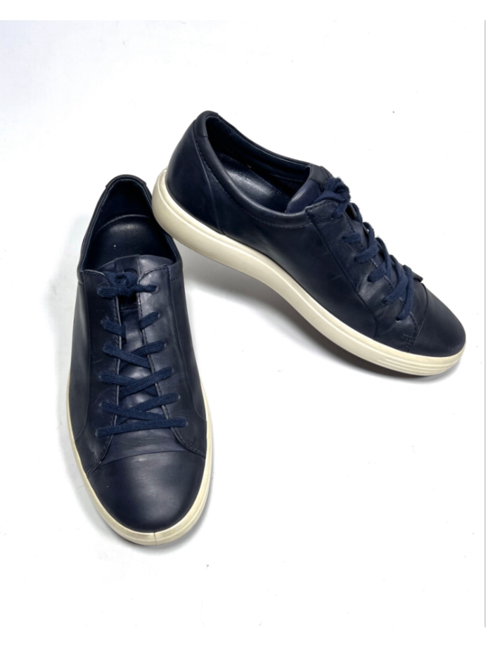 ECCO Mens Sneakers Leather Sneakers Navy White Size 43 9-9.5
